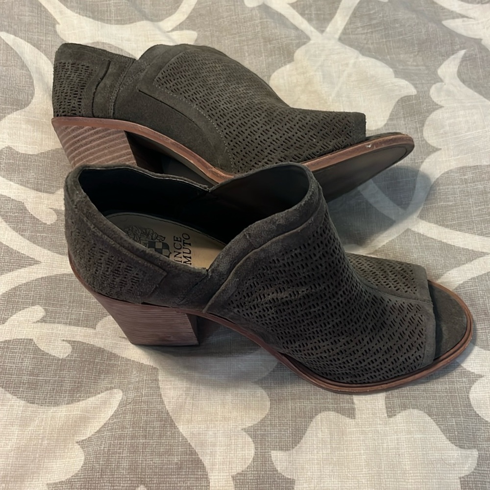 Olive green Peep toe heels